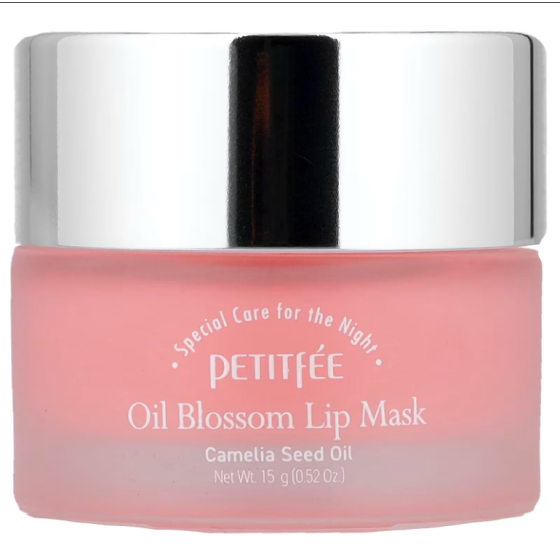 Petitfee, Flower Oil Lip Mask, Camellia Seed oil, 0.52 ounces (15 grams)
